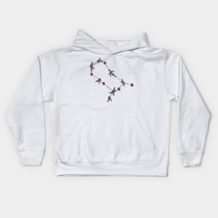 Gemini Zodiac Sign Constellation Roses and Hearts Doodle Kids Hoodie